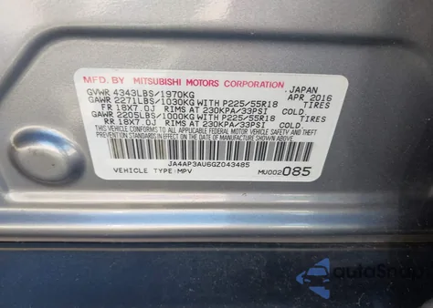 2016 Mitsubishi Outlander Sport 2.0 Es from USA, damaged, VIN JA4AP3AU6GZ043485